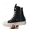 R-o Design Sneakers Black Canvas High Top Shoe Tassel Style High Quality Men Shoes Women Casual Sneaker Ankle Boot Zipper Boots