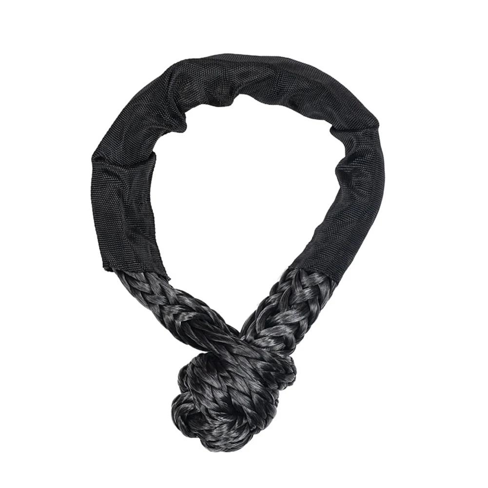 Heavy Duty Tow Strap Synthetic Rope Soft Shackle With Protective Sleeve For Jeep Truck SUV Vehicle Recovery Accessories