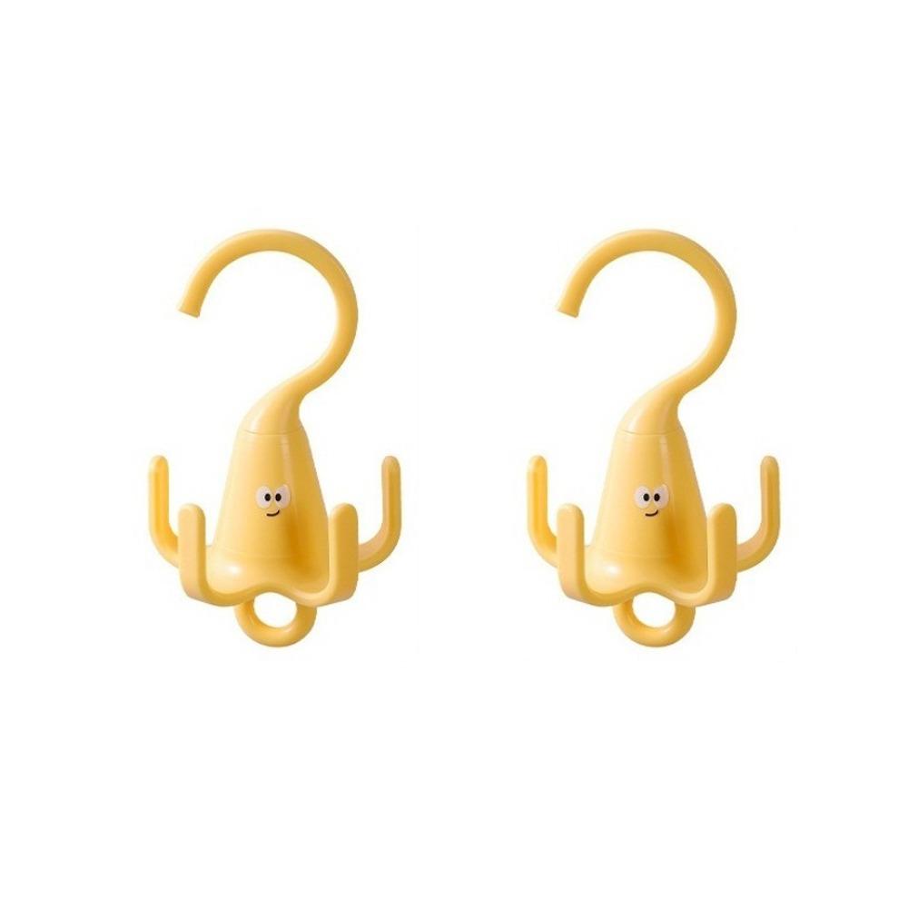 2 Pieces Plastic 360° Rotating Clothes Hook Cartoon Space Saving Rotatable Closet Hooks Decorative Five Claw Hook For Wardrobe
