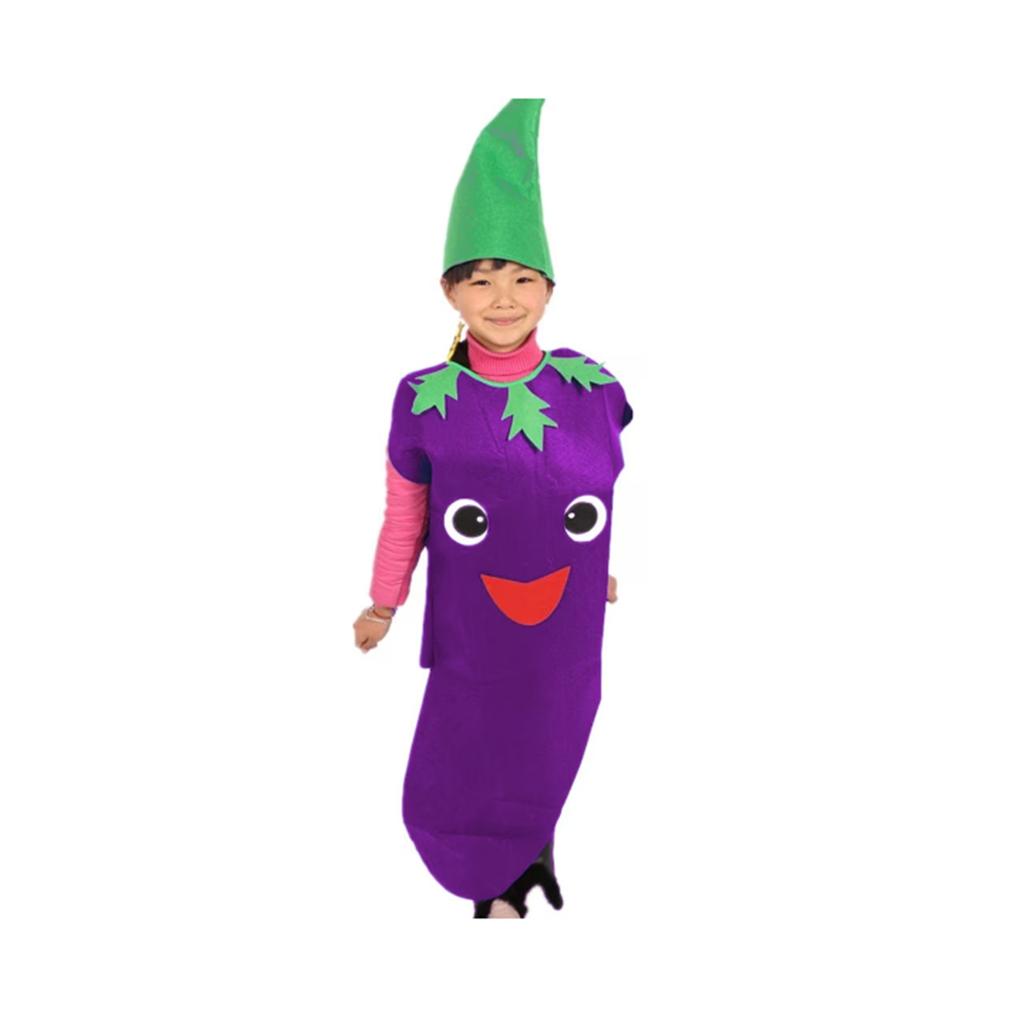 Kids Purple Vegetable Costume Universal Halloween Dress Up Party Outfit for Boys Girls