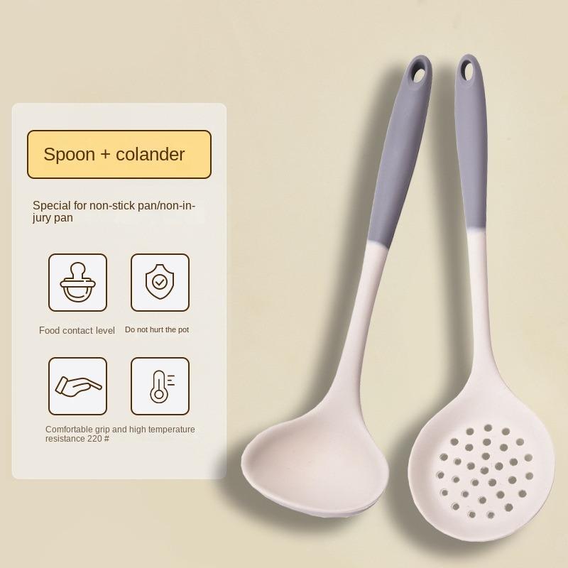 Набор лопаток двух цветов, силиконовый, с длинной ручкой, набор кухонной утвари, суповая ложка, термостойкий инструмент для приготовления пищи