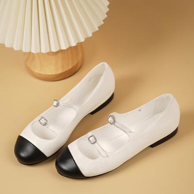 Туфли Мэри Джейн женские на толстом каблуке кожаные Мэри Джейн женские туфли ощущение высокого класса маленькие кожаные туфли женские юбочный стиль показывает маленькую ножку