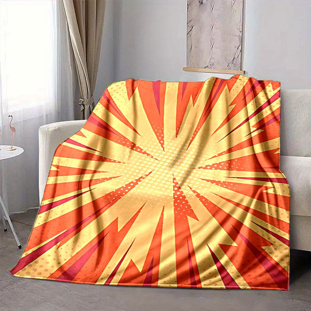 1pc Sunburst Vibrant Lightweight Flannel Blanket, Comfortable and Warm Blanket, for Office and Camping Sofa Bed, Livingroom159
