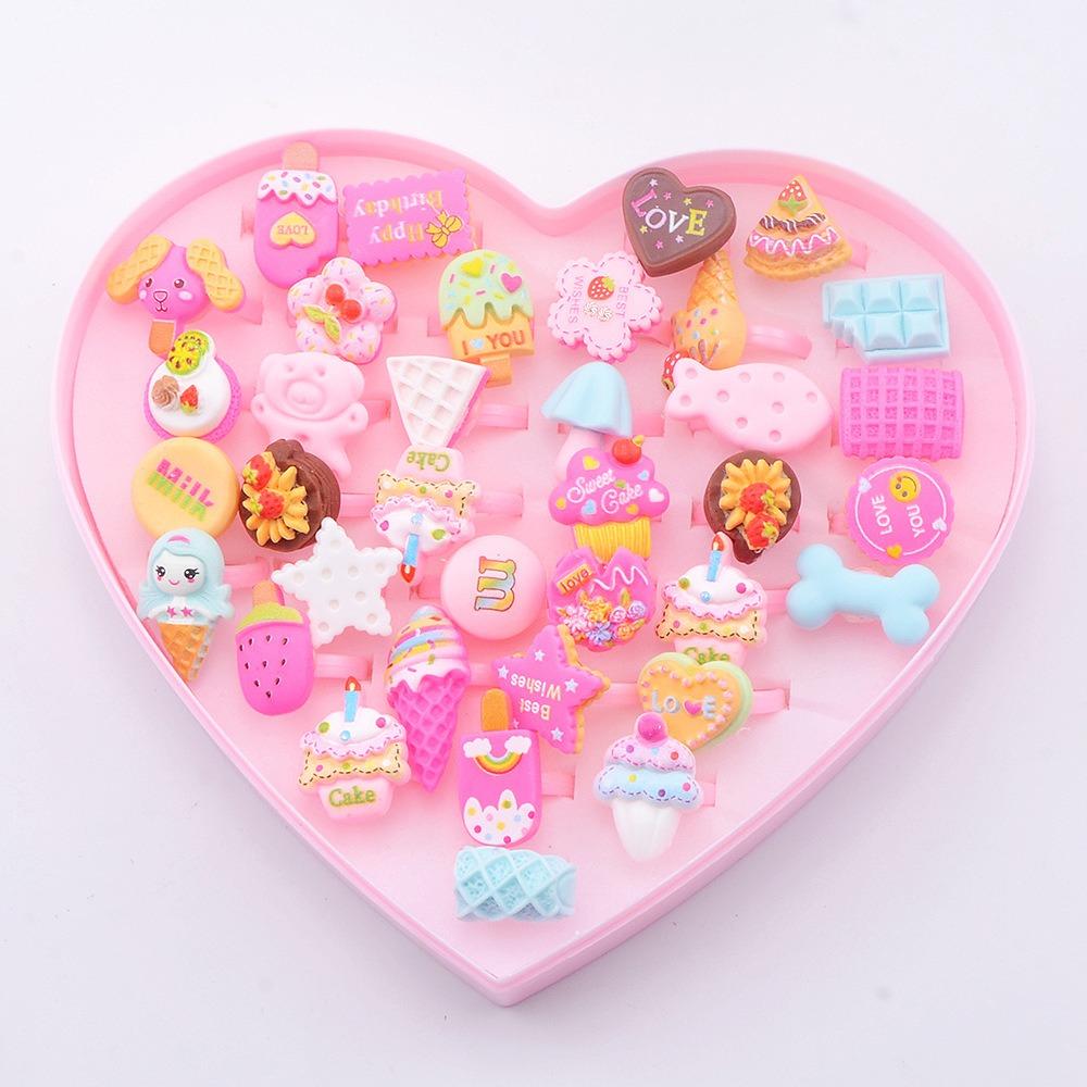 36 шт. набор колец-цветков из смолы розовое детское кольцо принцессы для девочки