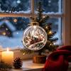 Seasonal Decorative Gifts Light Up Christmas Scene Ball Ornament with Warm LED Glowing Holiday Story