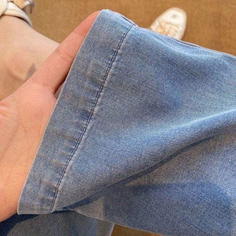 Новые джинсы больших размеров, летние женские, базовые, эластичные, широкие, свободные, повседневные, женские, синие брюки