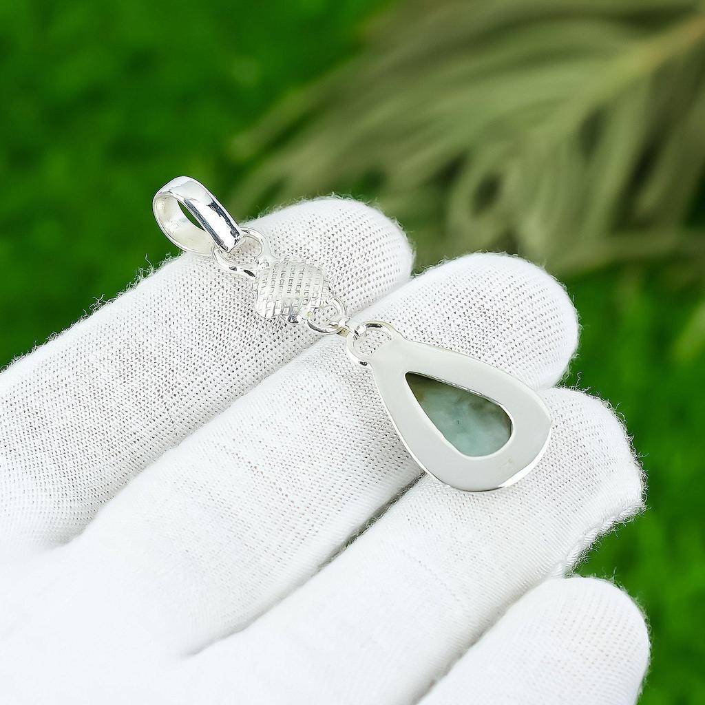 Natural Chrysoprase Gemstone Jewelry 925 Sterling Silver Pendant For Women