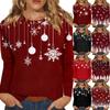 Women's Fashion Casual Christmas Printed Round Neck Long Sleeve Pullover Top