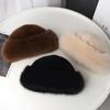 New Fluffy Fur Winter Hat Solid Color Thicken Fisherman Hat Cold Windproof Bucket Hat for Women Girls