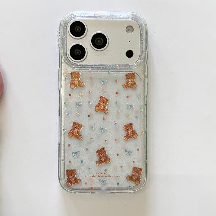 Korean Style Cute Blue Bow Bear Case for iPhone 17/16 Pro Max/15/14