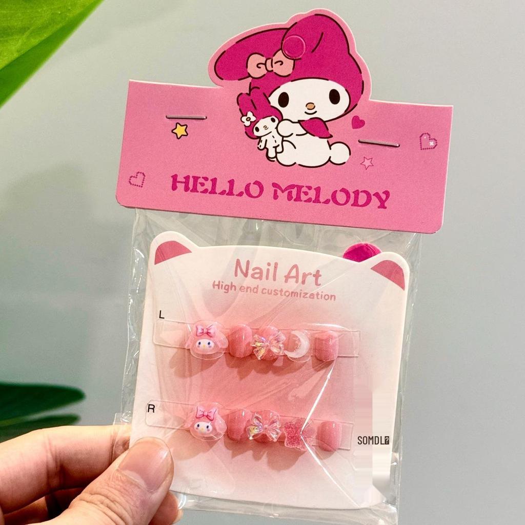 Милые мультяшные накладные ногти Sanrio Kawaii для детей: Моя Мелоди, Хелло Китти, Куроми