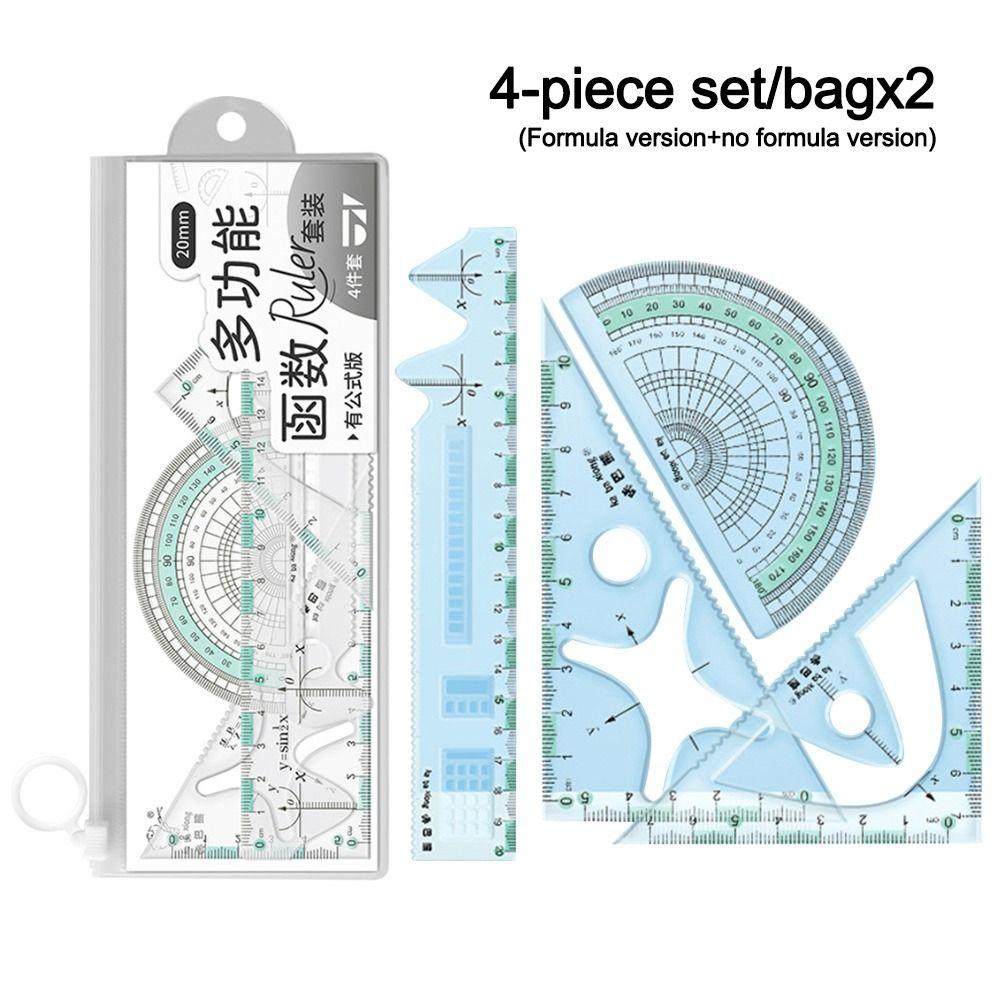 4 шт. Наборы по математике Чертежный набор Многофункциональный набор Линейка Портативная треугольная линейка Студент