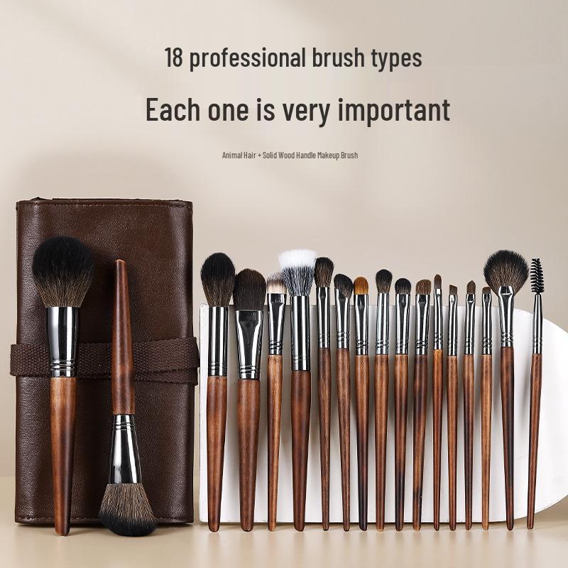 24-Piece Premium Animal Hair Makeup Brush Set - Soft Eyeshadow Brushes for Professional Makeup Artists