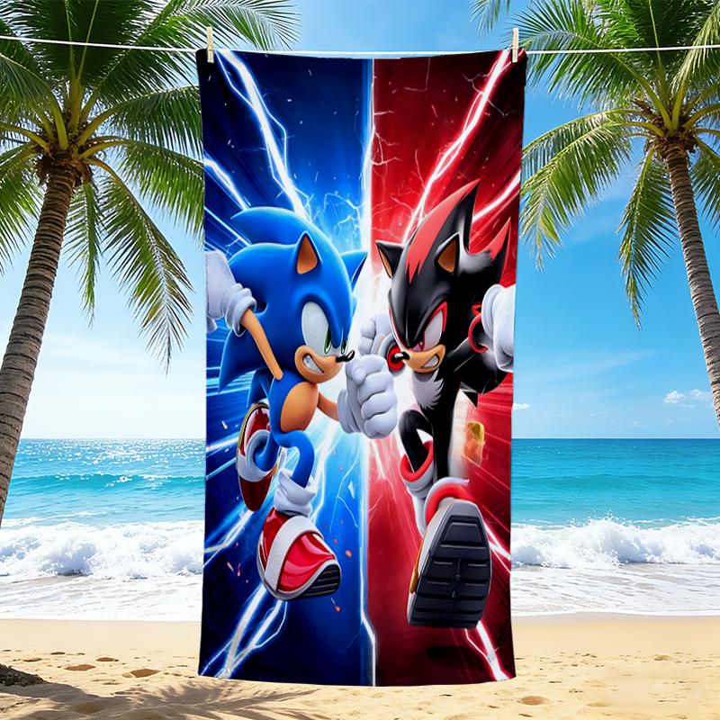 1Pc Sonic Vs Shadow Battle Beach Towel Quick Dry Multiuse For Beach Pool Gym Yoga Home Travel Christmas Halloween Xmas Gift G156