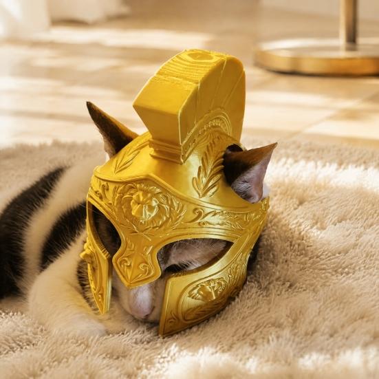 Декоративная маска кошки для фото, Шлем римского центуриона, 3D-печатная маска воина, Забавный костюм, Косплей, Аксессуары для костюма питомца, Вечеринка, Шлем