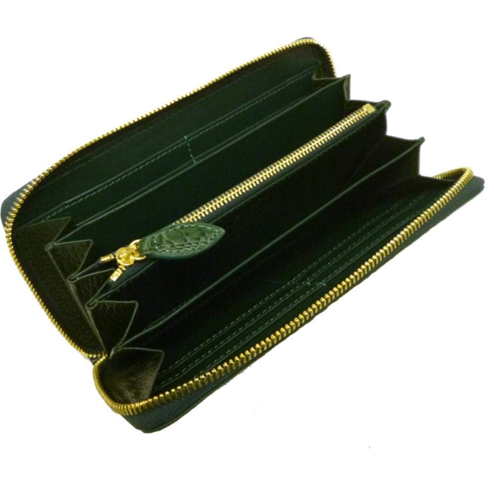 Santa Maria Genuine Leather Men's and Women's Long Wallet with Zipper, Green
