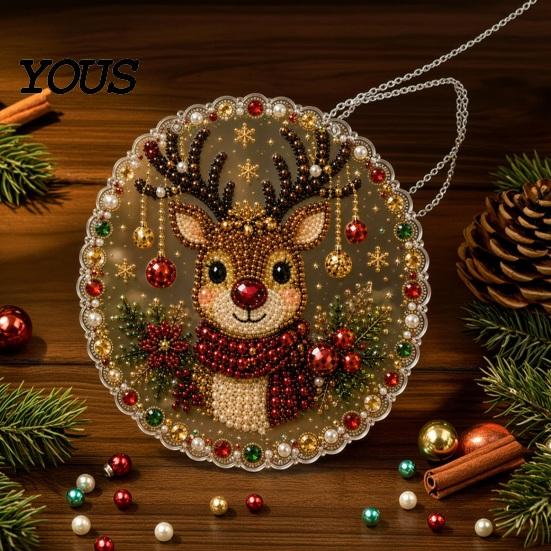 Набор для алмазной вышивки Рождественский ornament, Набор для подвешивания с искусственным жемчугом, DIY 3D бусины, Ручная работа, Праздничный декор для дома, Арт-ремесло, Акриловая панель с драгоценными камнями для окна,