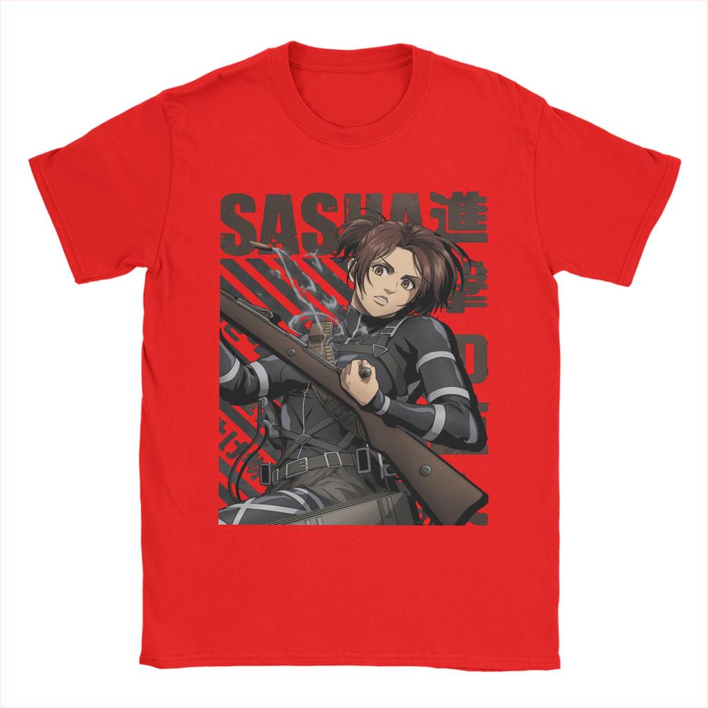 Новинка Shingeki no Kyojin Саша Атака Титанов Футболки для мужчин Круглый вырез Чистый хлопок Футболки AOT Футболки с коротким рукавом Новые топы