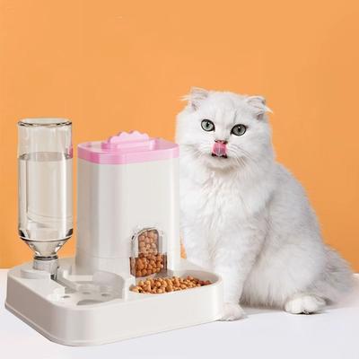 Большая емкость 2 в 1 Автоматическая кормушка-поилка для кошек, съемная, с фонтанчиком для воды, разделение сухого и влажного корма