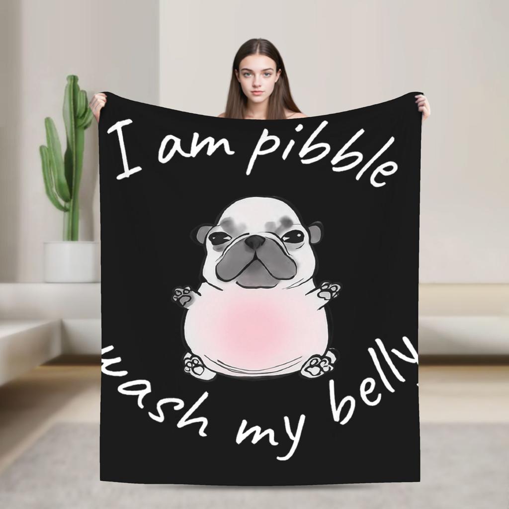 Funny I am Pibble Dog Puppy Warm Soft Blanket Child Plush Throw Blanket Pattern Couch Chair Flannel Bedspread Sofa Bed Cover