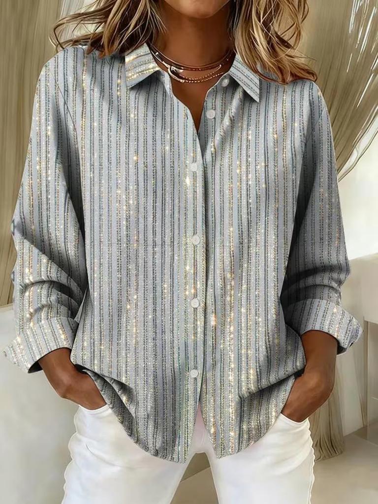 Women's 3D Digital Print Shirt - European & American Trend, Spring/Autumn 2025