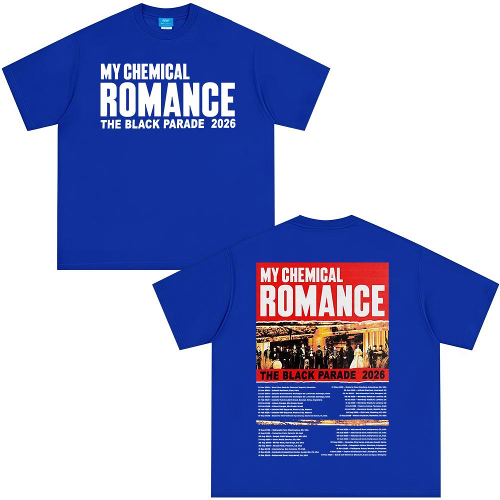 Rock Band My Chemical RoUnisexce Tshirt The Black Parade Tour Tshirts Unisex Women Clothing Fashion Vintage YK Top Streetwear