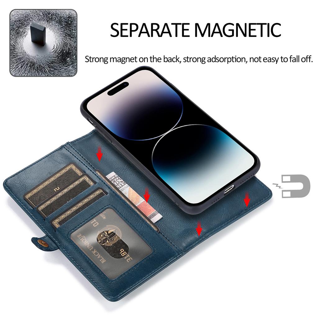 Съемный кожаный чехол-книжка с магнитной застежкой на несколько карт для iPhone 15 14 13 12 Pro Max Xs Max XR 8 7Plu Samsung S23 S22 S21 Ultra Plus A14 A13 A52 A53