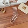 5 пар женских осенне-зимних полосатых носков средней длины из хлопка