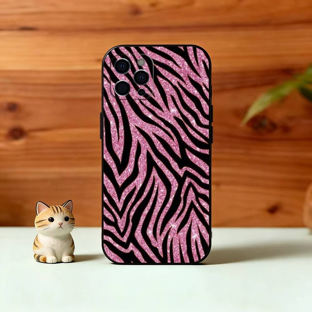 p-Zebra print Phone Case For iPhone 17,16,15,14,13,12,11 Plus,Pro Max,XS,Soft Silicone Black Cover