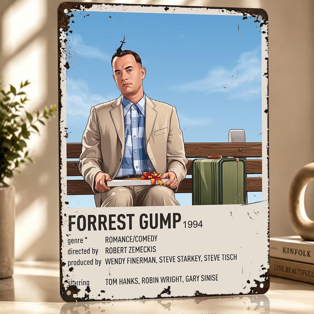 Forrest Gump Minimalist Art Poster Retro D Printed Metal Signs Customized Wall Hanging Gift for Decor Room Bedroom Stuff Home