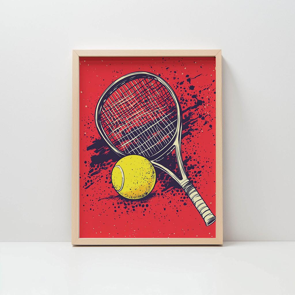 Plakat Tenisowa Pasja Plakat Tenisowa Pasja, 70X100 Cm, Rama Drewniana Jasny Dąb, Papier Matowy 230 Gsm