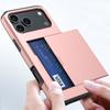 Чехол-кошелек с золотисто-розовым покрытием и слотом для карт для iPhone, противоударный бронированный чехол-кошелек с держателем для кредитных карт