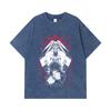 275 GSM Washed T-shirts 100% Cotton Jujutsu Kaisen V18 Mahoraga Print Unisex Heavy Cotton T Shirt