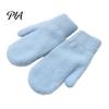 Soft Imitation Rabbit Fur Gloves 1 Pair Winter Warm Mittens for Women, Cold Weather Plush Knit Skin Friendly Mitts with Thick Lining And Elastic