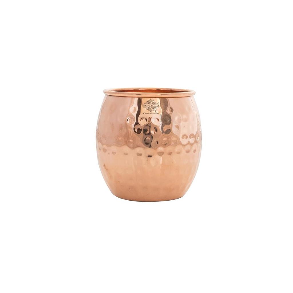 Hammered Copper Glass Tumbler, Serveware & Drinkware, Ayurveda Healing, 550 ML