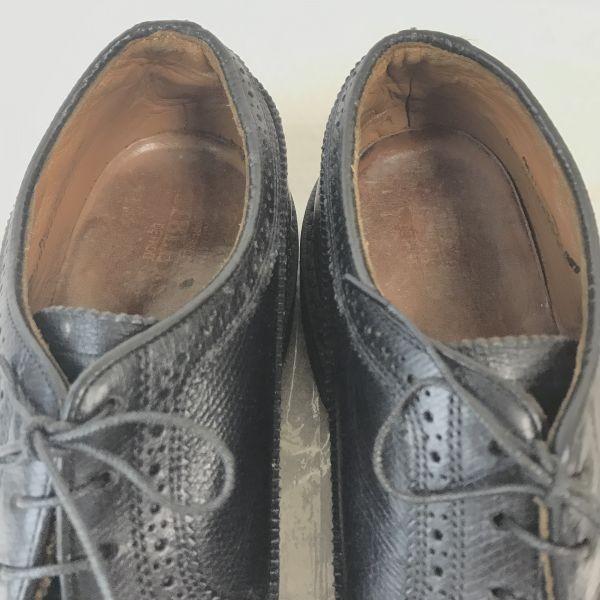 70s-80s IBILEY’S CAT'S PAW Heel Pebbled Leather Long Wingtip 9.5D 27-27.5cm Black(USED)