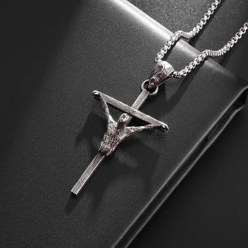 Vintage Catholic Cross Pendant Necklace Men Women Christian Believers Prayer Amulet Jewelry