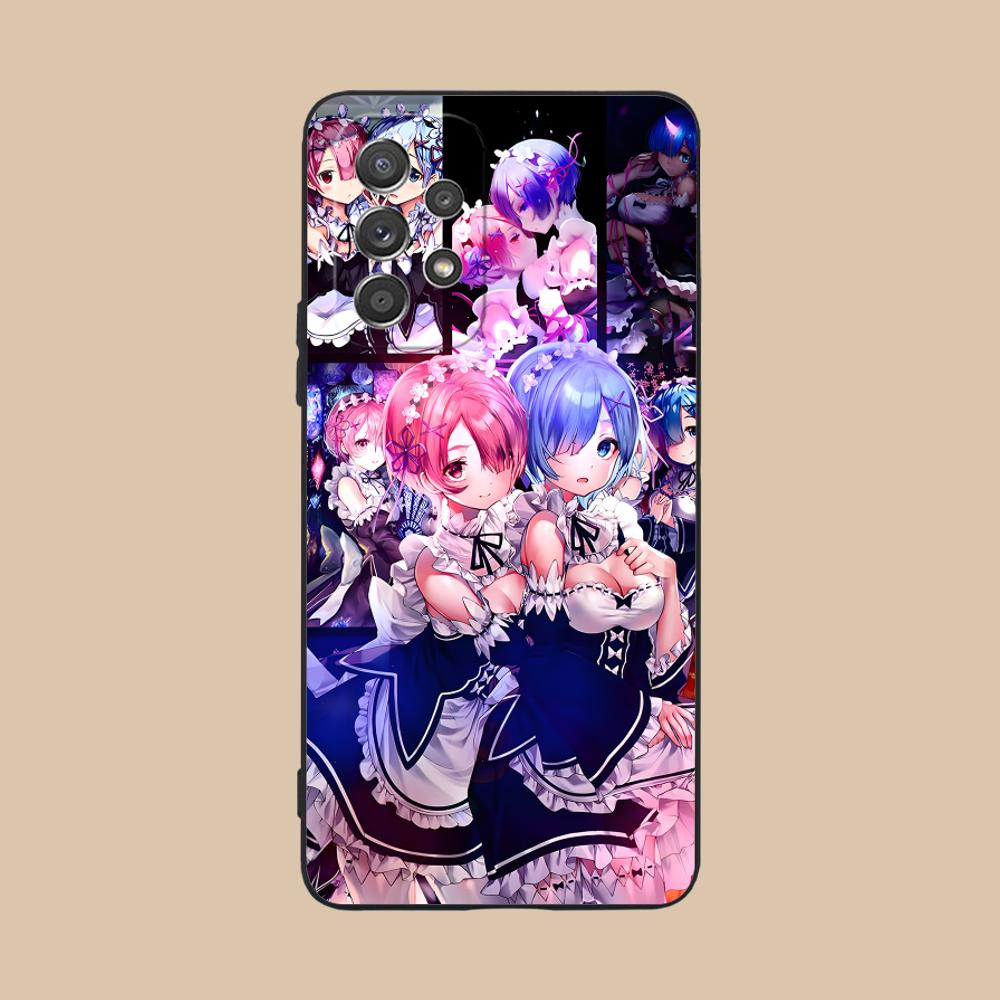 Чехол ReZero Rem Ram Матовый ТПУ для мобильного телефона Samsung Galaxy M55 54 42 35 34 33 32 23 22 15 14 13 12 F55 5G Цветная обложка