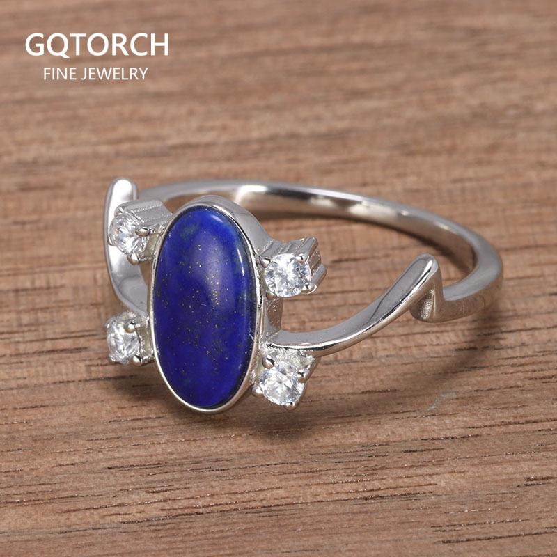 Real Pure 925 Silver Elena Rings for Women Natural Lapis Stone Vampire Diary Fine Jewelry Best Gift