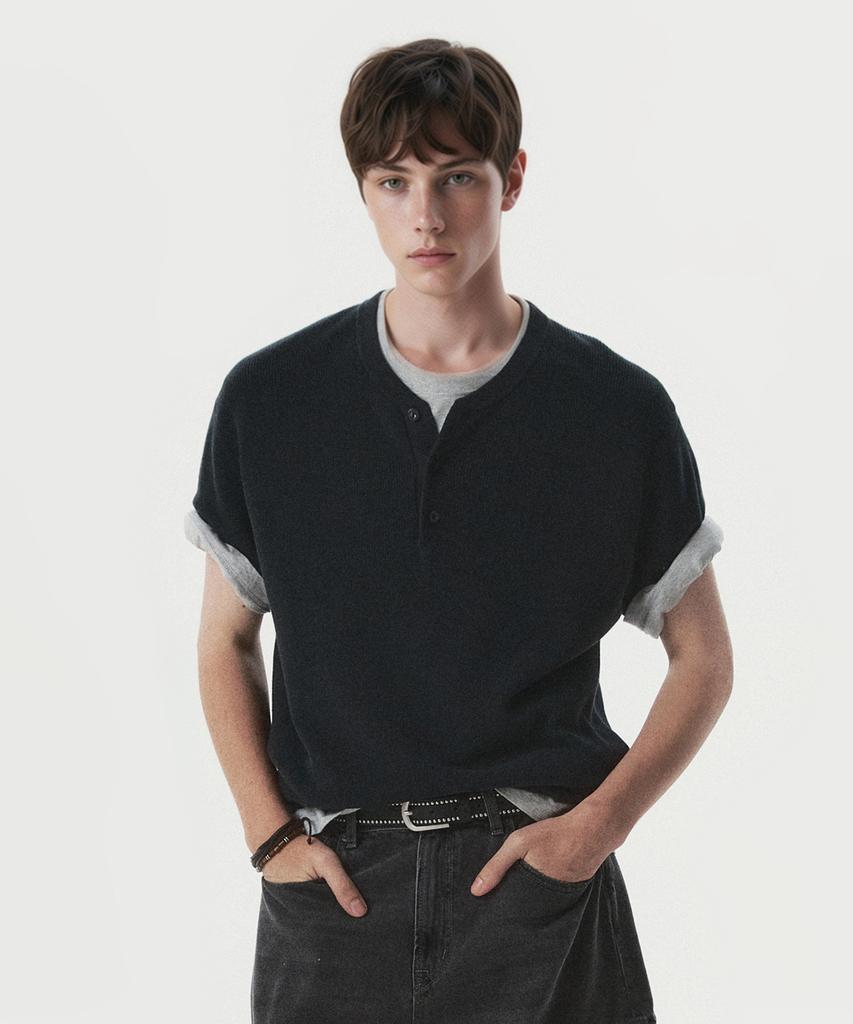Футболка-henley с коротким рукавом Waffle от WHO.A.U / Whrag3791U