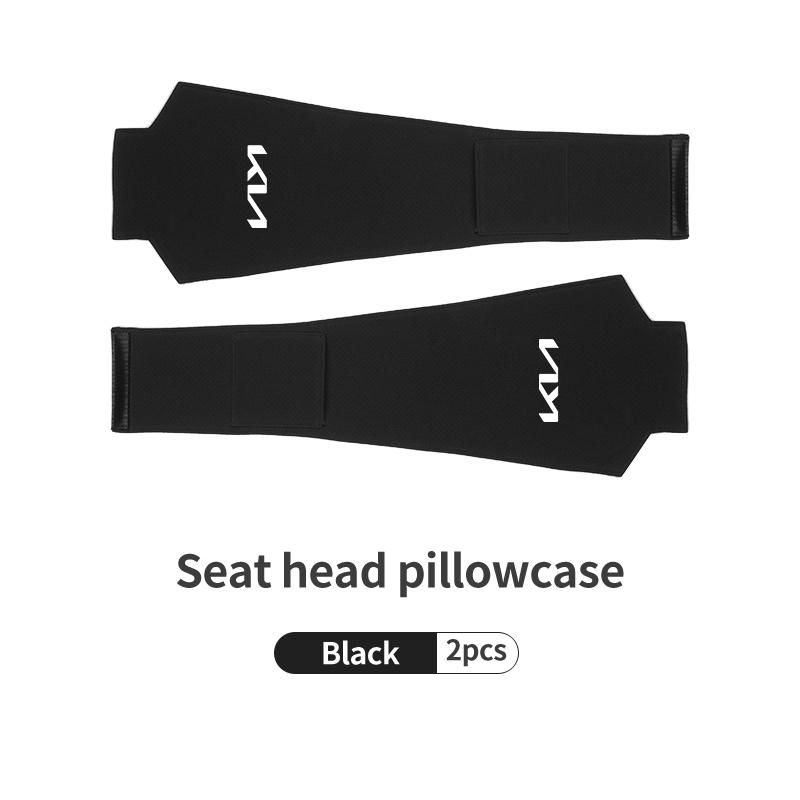 AAAFR1 Car Logo Headrest Cover Suede Perforated Breathable Head Pillowcase Pads For KIA Cerato Proceed Venga Stonic Picanto Sorento