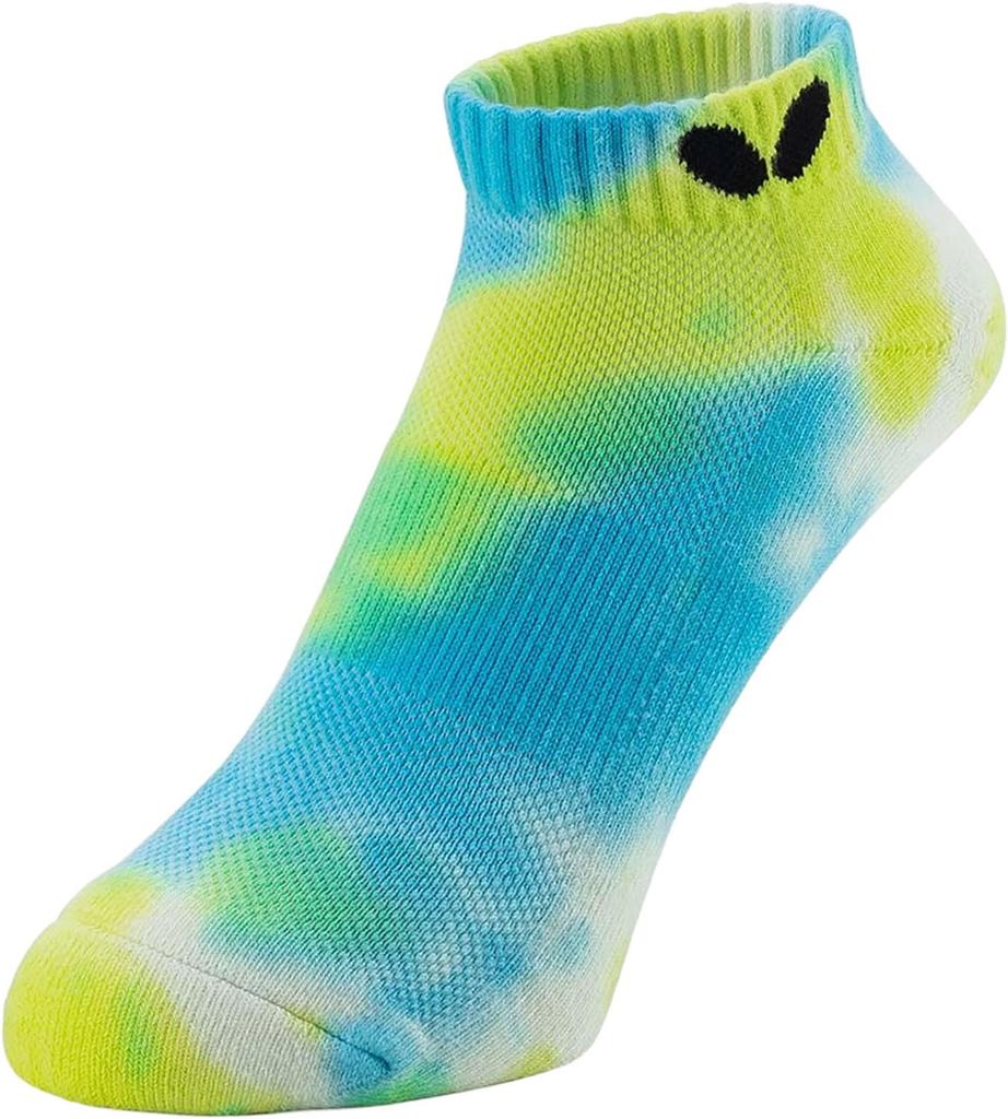 Butterfly Tidarin Ankle Socks, Table Tennis, Unisex, Lime x Sky, Size M (22.0-24.5cm), Cotton/Polyester/Polyurethane, Model 92640