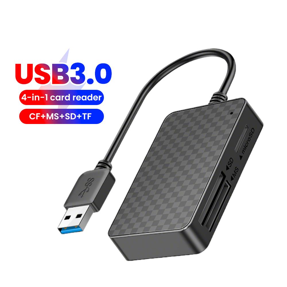 Многофункциональный кард-ридер 4-в-1 USB 3.0 Высокоскоростной для чтения смарт-карт памяти Memory Stick CF MS SD TF