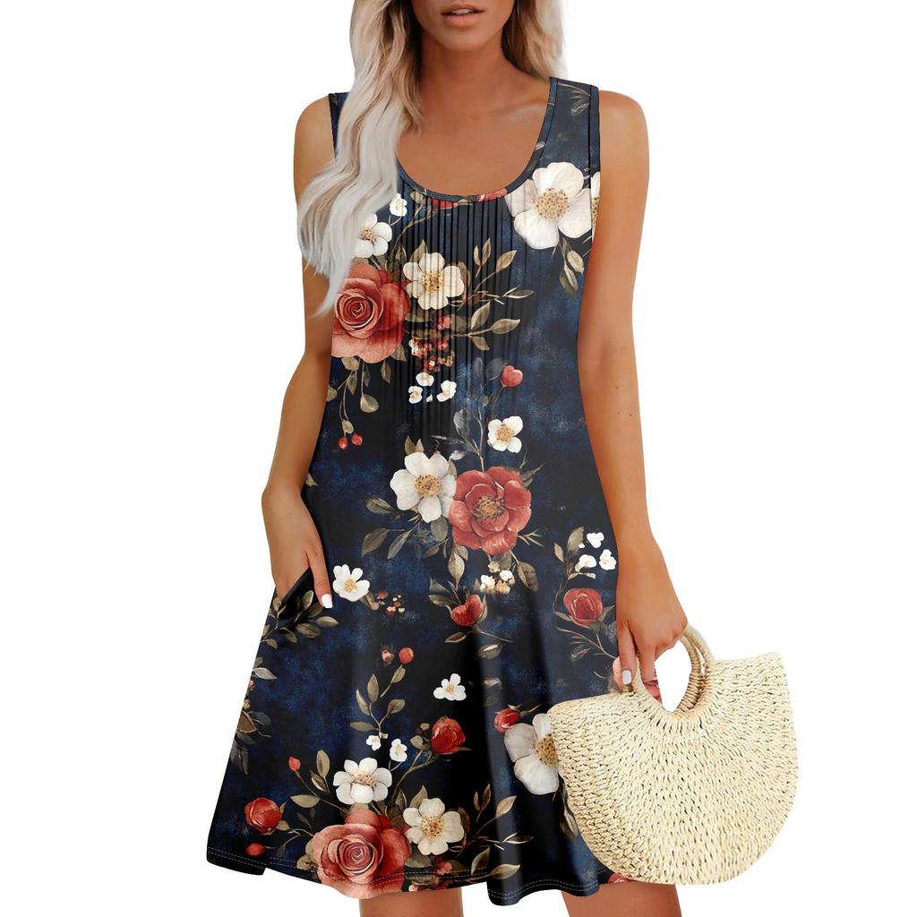 Женский повседневный сарафан с карманами, летнее пляжное платье в стиле бохо, праздничные платья для женщин, платья-майки