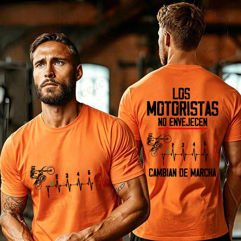 Spanish Motorcycle Biker Tshirt Los Motoristas No Envejecen Print Tee Dirt Bike Rider Birthday Gift For Unisex Unisex Street Tops
