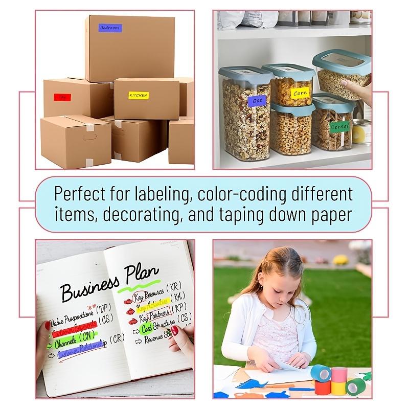 Colored Masking Tape 16 Yard Per Roll, 6 Rolls Rainbow Colors Painting, Craft Labeling Paper Tape for Bullet Journals Party