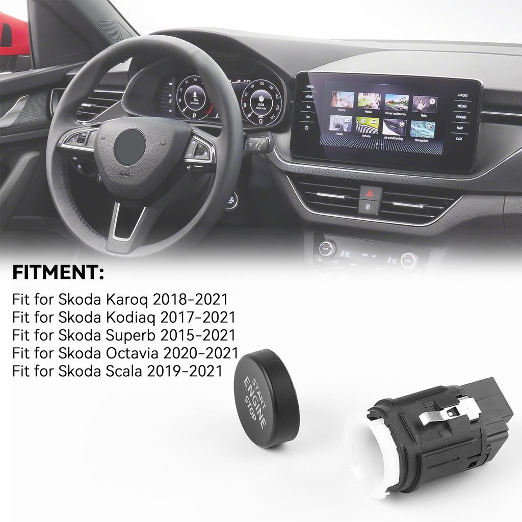 Car Engine Power Switch Start Stop Button ABS Fit for Skoda Karoq Kodiaq Superb Octavia Scala 2015-2021 3V0905217 3V0905217A