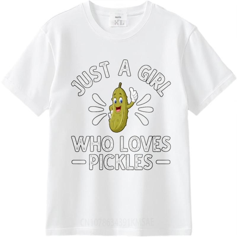 Печатная футболка для подростков с круглым вырезом Бренд Just A Girl Who Loves Pickles Хип-хоп Мужские Топы Быстросохнущая Рубашка Футболка с круглым вырезом
