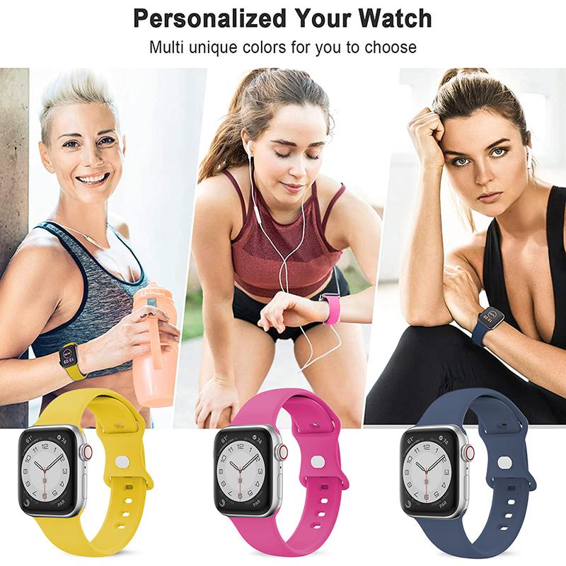 For Apple Watch Series 10 42mm/9 8 7 41mm/SE (2023) SE (2022) SE 6 5 4 40mm/3 2 1 38mm Watch Strap 8-Shaped Buckle Silicone Band