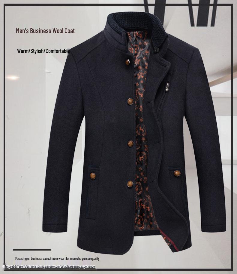 Мужское шерстяное пальто с двойным лацканом - Модная осенне-зимняя верхняя одежда